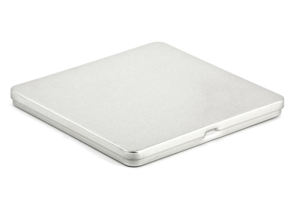 Blechdose für Booklets, quadratisch