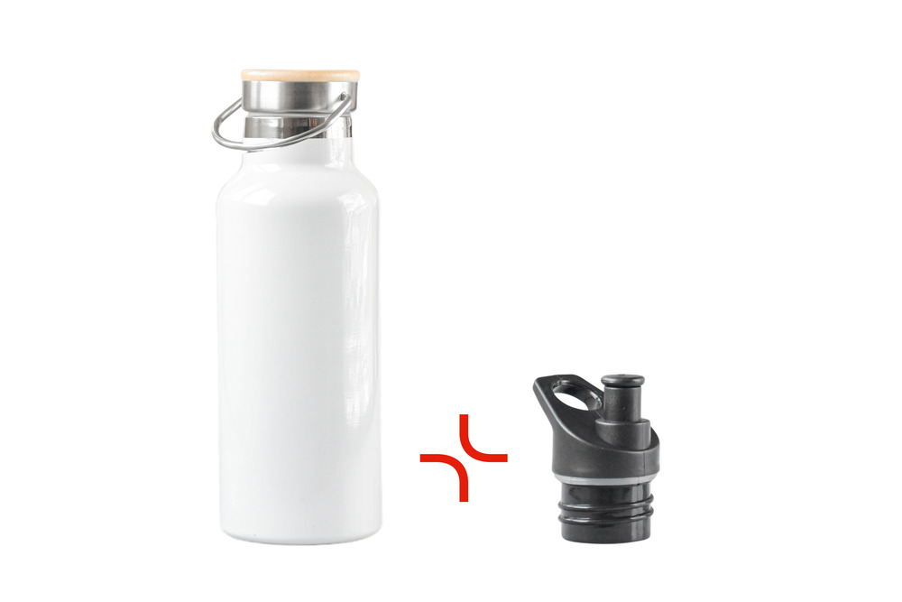 Nachhaltige Edelstahlflasche mit Bambusdeckel