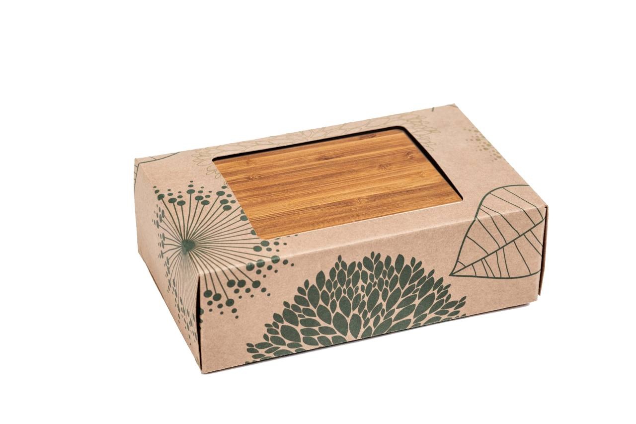 Jausenbox aus Weißblech mit Bambusdeckel
