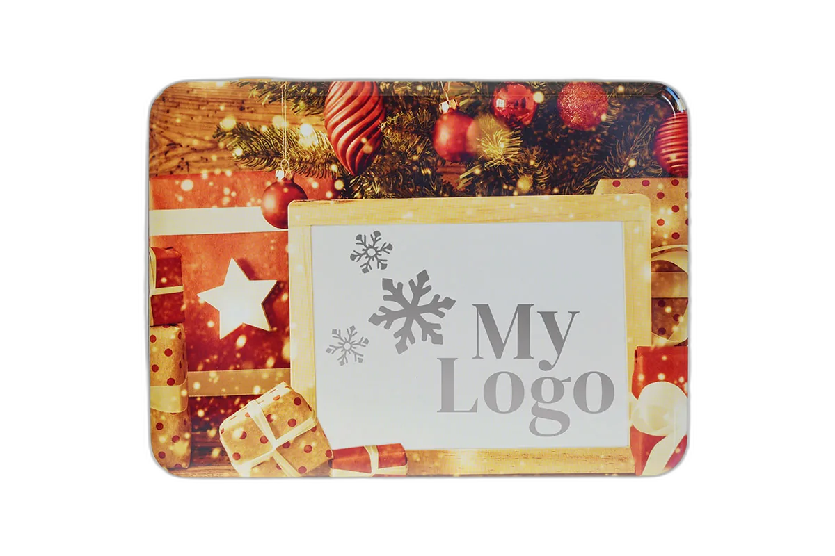 Weihnachtsdose mit Logo