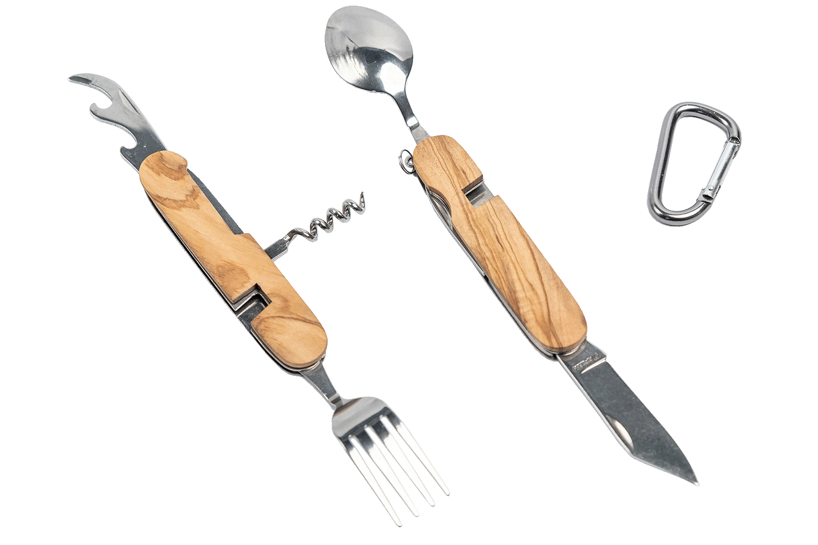 Outdoor-Besteck aus Edelstahl mit Griffen aus edlem Olivenholz