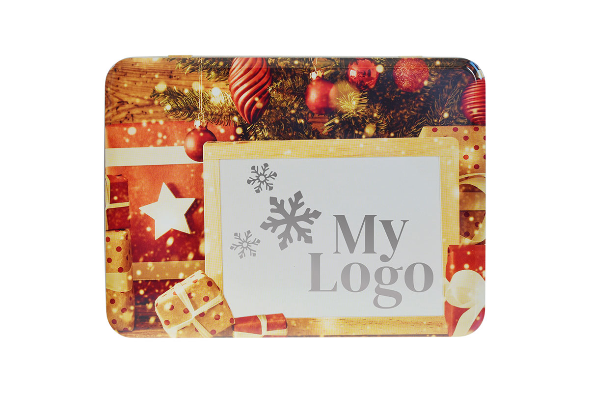 Weihnachtsdose mit Logo
