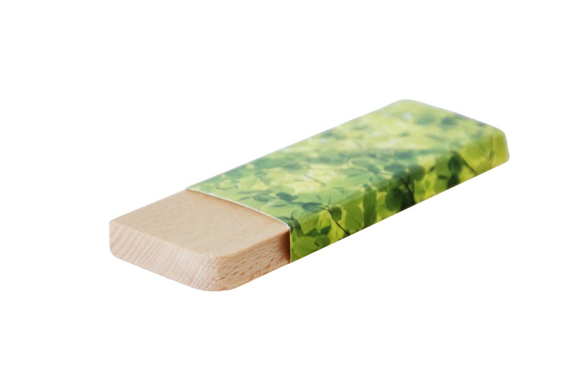 Trennsteg aus Buchenholz mit grüner Verpackung für Edelstahl-Lunchbox, Zubehör.