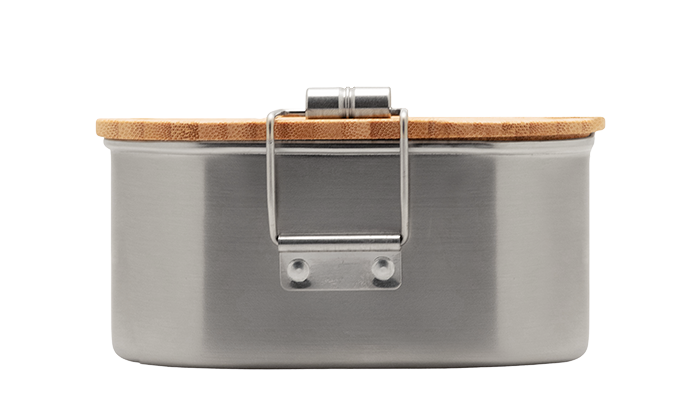 Edelstahl-Jausenbox mit Bambusdeckel